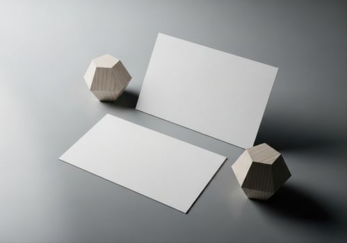 Geometric shapes and blank cards mockup photo