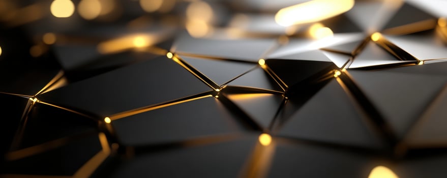 Abstract geometric polygon background texture design with gold lines photo