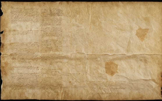 Antique Manuscript on Weathered Parchment with Two Columns of Faded Cursive Script photo