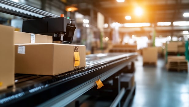 Automated packaging process in modern manufacturing facility photo