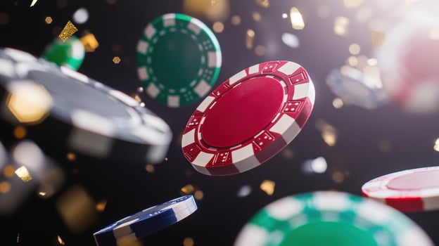 Casino chips in motion gambling and chance concept photo