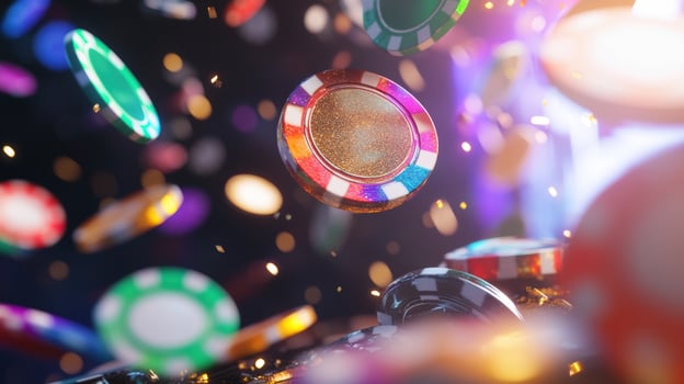 Casino game night poker chips falling artistic abstract background photo