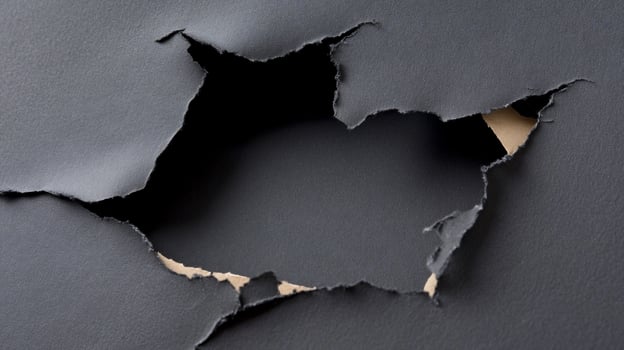 Ripped gray surface reveals hole abstract texture photo