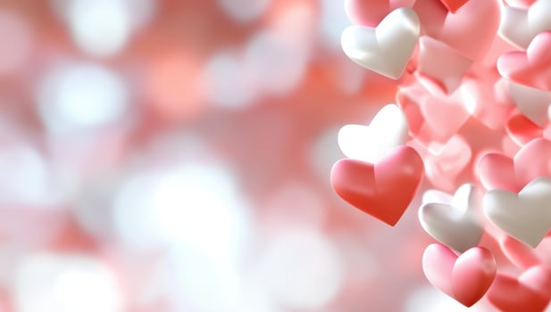 Romantic heart bokeh background with pink and white colors for valentine day or wedding design photo