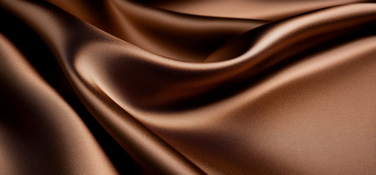 Abstract brown satin fabric texture background smooth silk textile waves photo