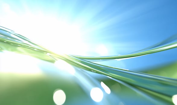 Abstract flowing curves background in green and blue with glossy texture photo