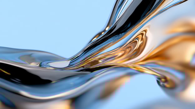 Abstract liquid metal background with smooth flowing curves and luminous highlights photo