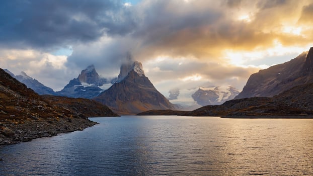 Mountain landscape at sunset photo