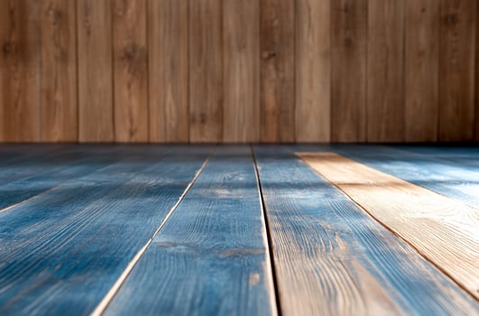 Rustic wood planks background with blue painted surface texture photo