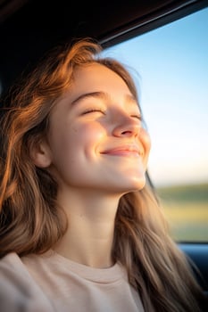 Serene journey young person enjoying the sunlight photo