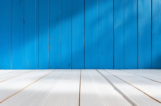 Two toned wooden planks background texture with white and blue painted surface photo