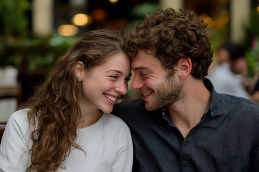 Young couple sharing an intimate moment of affection and connection photo