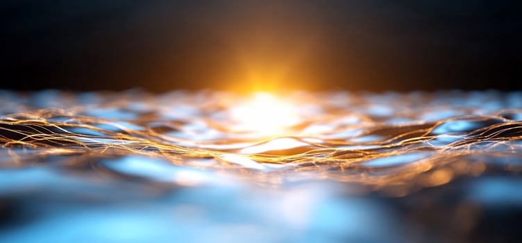 Abstract golden lines wave pattern background for technology and design photo