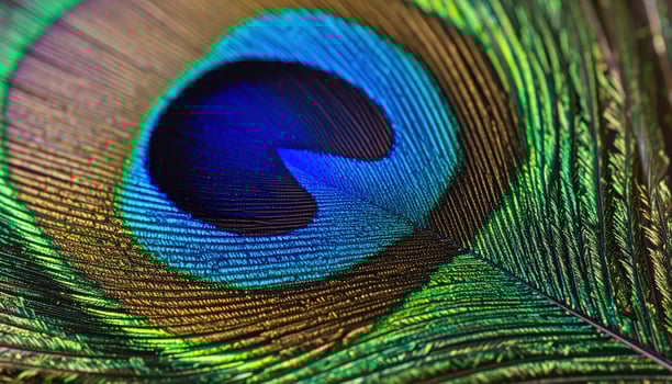Vibrant Jewel of Nature A Detailed Macro of an Iridescent Peacock Feather Eye. photo