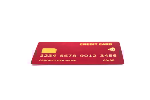 Red Credit Card Isolated on White Background, Symbolizing Financial Transactions and Banking photo