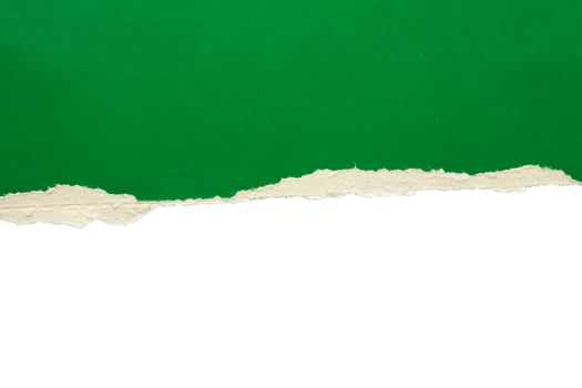 Green paper torn with a hole on the top photo