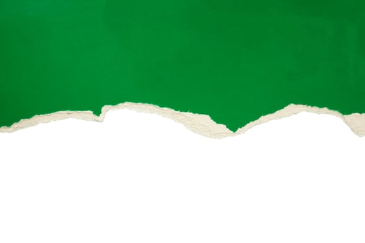Green paper torn with a hole in it photo