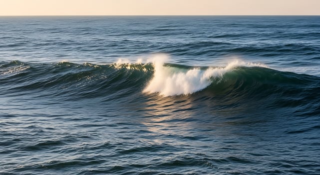 Ocean Wave Breaking with Sunlight Reflection on Water Surface photo