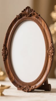 A wooden frame with a picture of a person photo