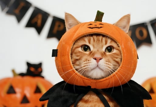 A cat wearing a halloween costume photo
