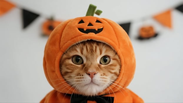 A cat dressed up in a halloween costume photo