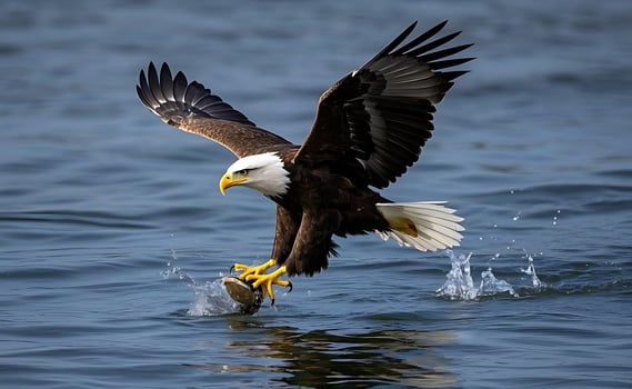 Bald eagle catching a fish photo