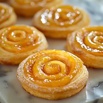 Delicious Golden Pastries Dusted with Powdered Sugar, Ready to Eat. photo