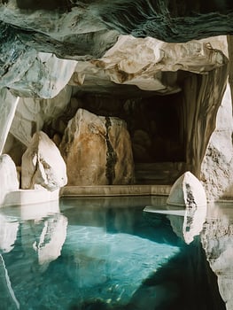 Serene Cave Pool Reflecting Natural Rock Formations. photo
