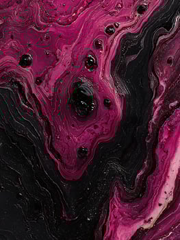 Swirling Pink and Black Fluid Art with Glossy Bubbles. photo