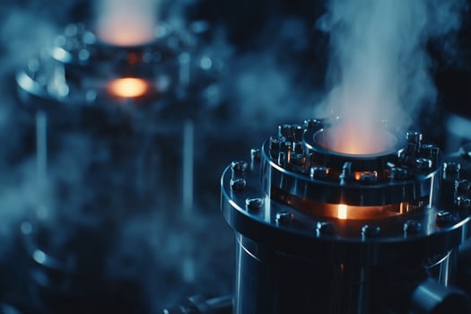 Steam coming out of a metal pipe in a dark room photo