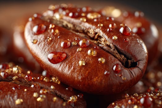 Coffee beans with golden drops photo