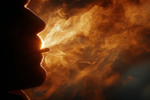 A man is smoking a cigarette in the dark photo