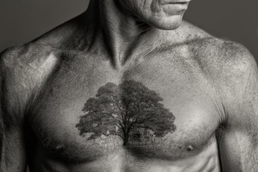 A man with a tree on his chest photo