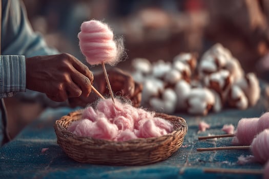 A person is cutting cotton on a stick photo