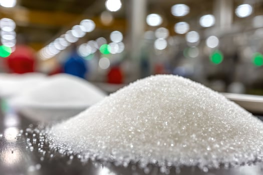 Sugar is being processed on a conveyor belt photo