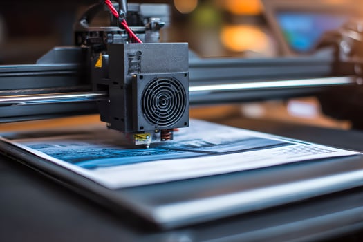 A 3d printer is shown with a piece of paper on it photo