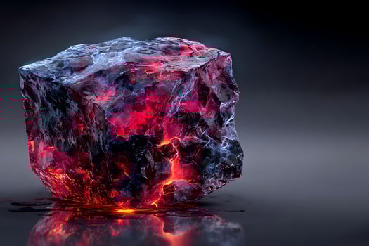 A rock with red and black lava on it photo