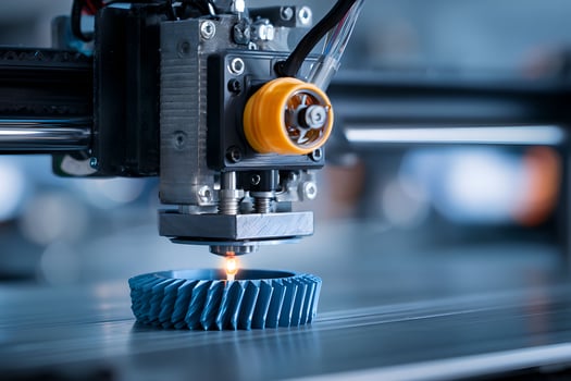 A 3d printer is being used to make a blue object photo