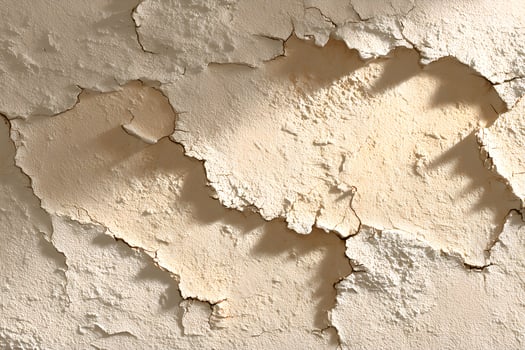 A close up of a cracked wall with peeling paint photo