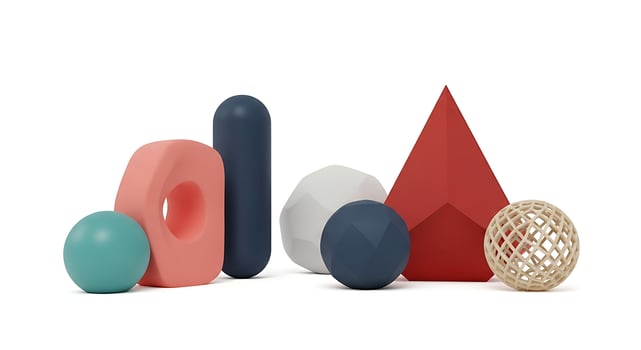 Colorful Geometric Shapes on White Background Still Life photo
