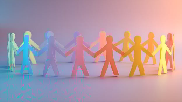 Paper chain people holding hands in circle of diversity and inclusion photo