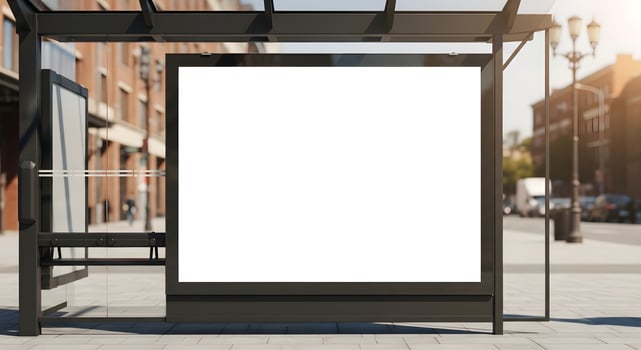 Blank Billboard at Modern Bus Stop photo
