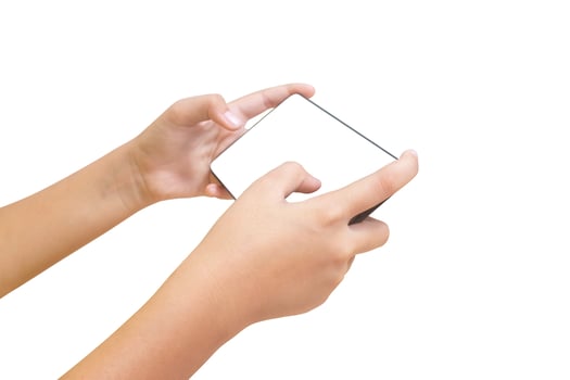 Isolated Hand Gesture Holding Modern Device for Communication and Entertainment photo