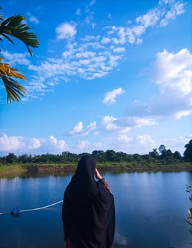 woman by the lake photo