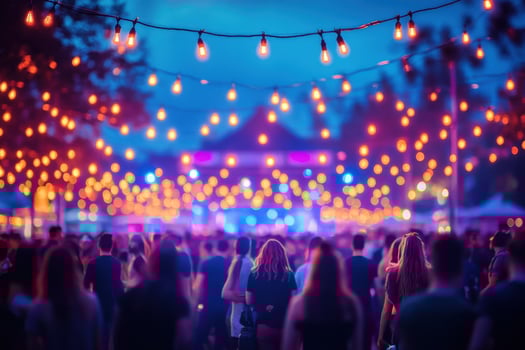 A crowd of people at a music festival photo