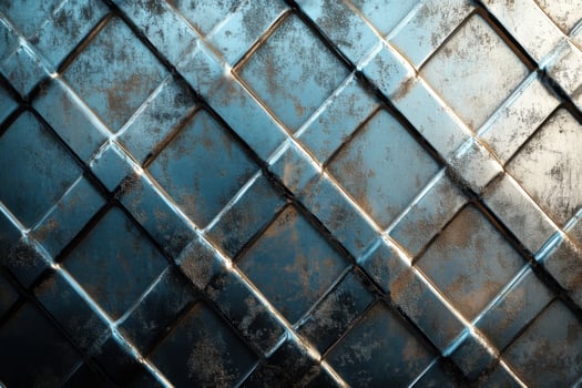 A metal wall with a blue and black pattern photo