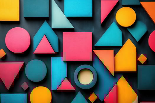 Colorful geometric shapes on a black background photo