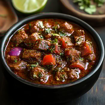 Savory Beef Stew with Fresh Herbs and a Hint of Lime. photo