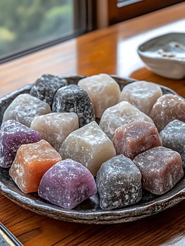 Colorful Sweet Treats on a Rustic Plate with a Blurred Background. photo