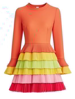 Fun Flounce Dress With Rainbow Pleated Skirt, Perfect for Parties. photo